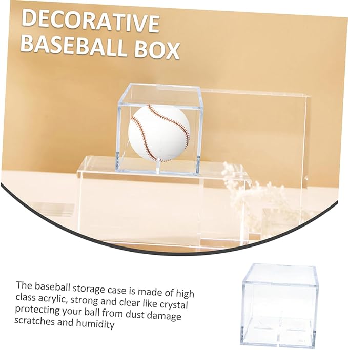 Baseball Display Case Box 2 Pack Acrylic Display Boxes Lucite Showcase for Baseballs