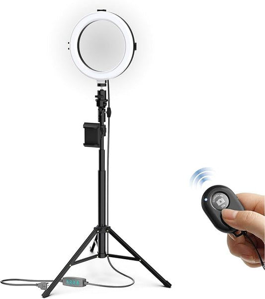 Bower 8" Selfie Ring Light Studio with Adjustable Tripod and Phone Holder  Professional Photo and Video Lighting Kit for Vlogging, Streaming, and Social Media Content Creation