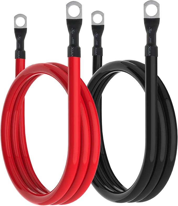 4 AWG Battery Cable 4AWG Gauge Pure Copper Battery Inverter Cables with 38 in Lugs Both Ends Power Inverter Wire Set for Automotive Solar Marine Boat RV Car Motorcycle Red and Black (4FT)