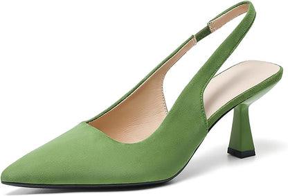 Size 42 EU Closed Pointed Toe Slingback Kitten Heels Suede Fashion Slip on Backless Heel Dress Pumps Sandals for Formal Wedding Evening Party