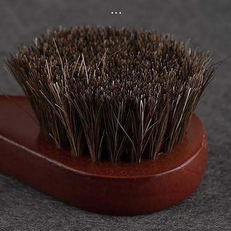 Horsehair Shine Shoes Brush Kit Polish Dauber Applicators Cleaning Leather Shoes Boots Care Brushes Suede Cleaner Coat Sofa Car Cushion Brush with Microfiber Shoe Cloth  Wooden Handle, Type 2