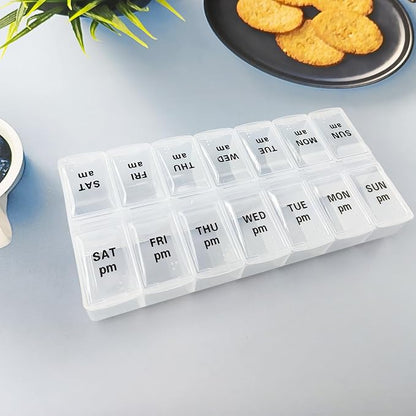 Weekly Pill Box 2 Times A Day AM/PM, 7 Day Pill Dispenser Medicine Organizer Daily Pill Container Portable Travel Pill Cases for Vitamins, Pills Tablet
