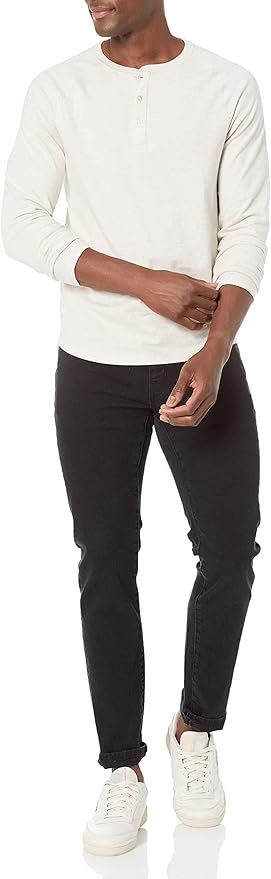 Essentials Men's Slim-Fit Long-Sleeve Henley Shirt