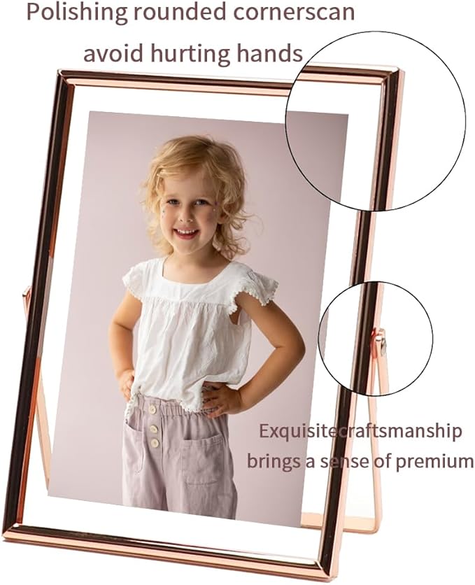 7-inch photo frames for wedding gift, for image sizes (4 x 6, 3 x 5, 2 x 3), beautiful adjustable metal floating photo frame, elegant gift for decoration