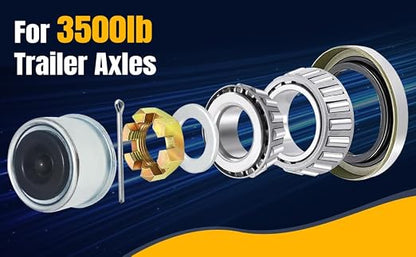 2 Rebuilt Marine Trailer Hub Kits 3500 lb Trailer Axle Bearing Kit, L68149 & L44649 Bearing Kit, 171255TB/10-19 Grease Seal, 1.98' Dust Cover & Rubber Plug, Spindle #84