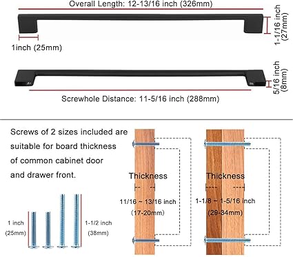 KOOFIZO Wide Foot Cabinet Bar Pull - Brushed Nickel Modern Solid Handle, 11.3 Inch288mm Screw Spacing, 1-Piece for Kitchen Cupboard Door, Bedroom Dresser Drawer, Bathroom Wardrobe Hardware
