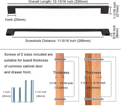 KOOFIZO Wide Foot Cabinet Bar Pull - Brushed Nickel Modern Solid Handle, 11.3 Inch288mm Screw Spacing, 1-Piece for Kitchen Cupboard Door, Bedroom Dresser Drawer, Bathroom Wardrobe Hardware