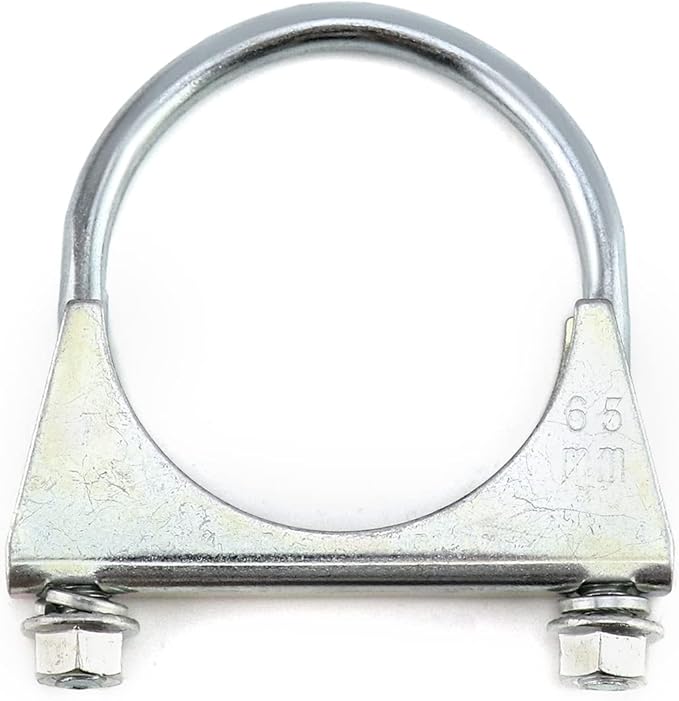 QWORK U-Bolt Muffler Tip Exhaust Hook, 2-12" OD 2Pcs Stainless Steel Universal Silencer Exhaust Clip