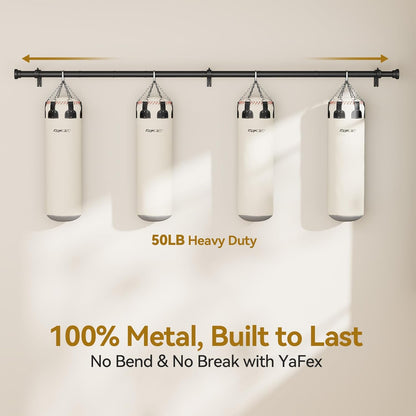 YaFex Curtain Rods 32-118 Inch, Heavy Duty 1 Inch Adjustable Curtain Rod for Windows, Black Long Window Treatment Rods, Modern Design, Easy Installation