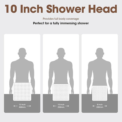 10 Inch (25CM) Square Rainfall Shower Head, 304 Stainless Steel, Ultra Thin Pressure Boosting High Pressure Rain Bathroom Rainfall Showerhead Wallceiling Installation,Matte Brushed Gold