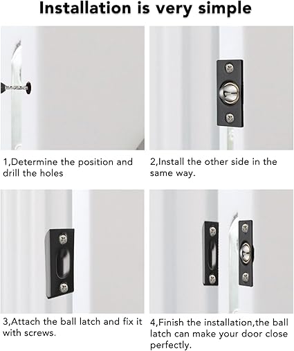 Closet Door Ball Catch,Stainless Steel Catch Adjustable,Drive in Ball Catch with Strike Plate for Closet Doors,for Invisible Pantry Ball Bearing Door Latch Black-3 Pack