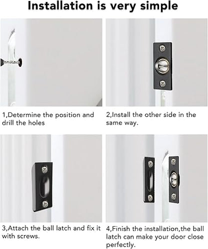Closet Door Ball Catch,Stainless Steel Catch Adjustable,Drive in Ball Catch with Strike Plate for Closet Doors,for Invisible Pantry Ball Bearing Door Latch Black-3 Pack
