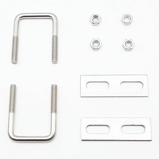 Stainless Steel Square U Bolt Clamp, Square Tube Clamps with Nut and Plate for Boat Trailer (M6*65 * 80)