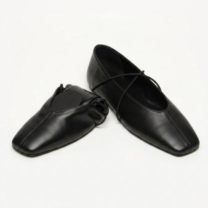 Women's Square Toe Ballet Flats Criss-Cross Straps Comfortable Slip On Mary Jane Flat Shoes for Office Work Casual