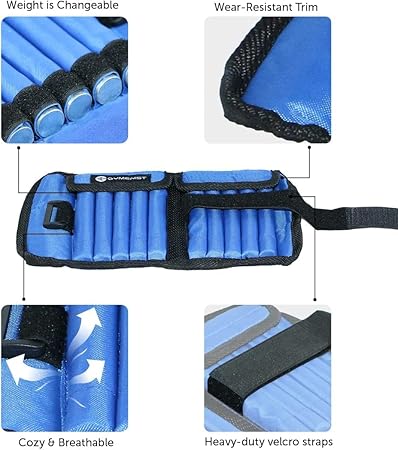 Gymenist Pair Of Adjustable Ankle Weights Can Be Adjusted Easily With Metal Sticks Weight Set of 2 Wrist and Ankle Workout Exercise Weights