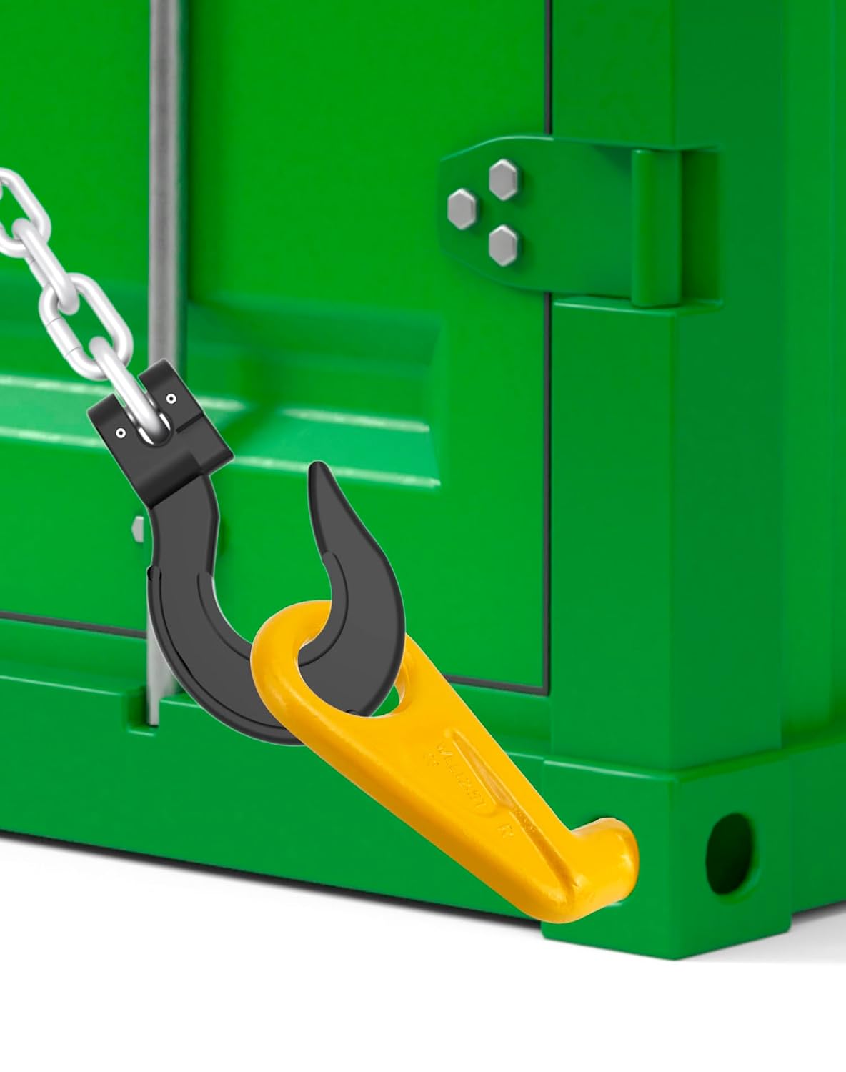 QWORK Shipping Container Lifting Hooks, 2 Pack 12.5 T Left & Right 45 Degree Alloy Steel Container Hook Lifting Lug for Shipping, Cargo, Storage, Moving, Yellow (Minor Scuffs On The Hooks)