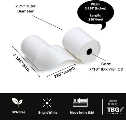3 18a x 230' Thermal Paper Rolls - BPA FREE a MADE IN USA - Receipt paper rolls a Point of Sale Cash Register - Thermal printer paper - Credit Card Paper - for POS systems (1 Case - 10 Rolls)