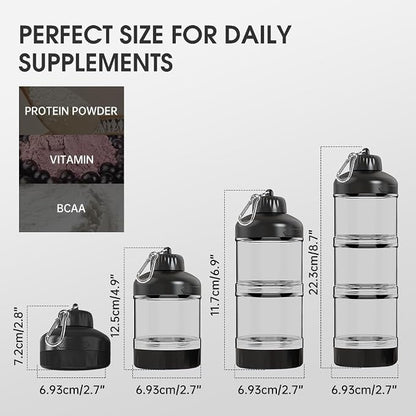 BYLWORKOUT 3-Layer Protein Powder Container with Funnel and Keychain