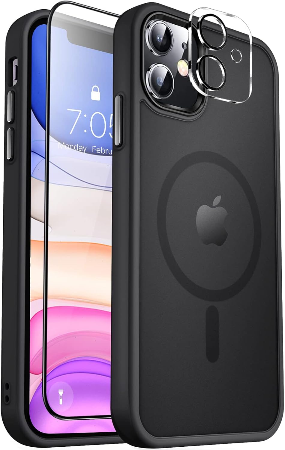MOCCA Strong Magnetic for iPhone 13 Case (DOES NOT INCLUDE SCREEN PROTECTOR), [Compatible with Magsafe]Translucent Matte Back Slim Shockproof Case for iPhone 13 Phone Case 6.1", Frosted White, Black camera outline