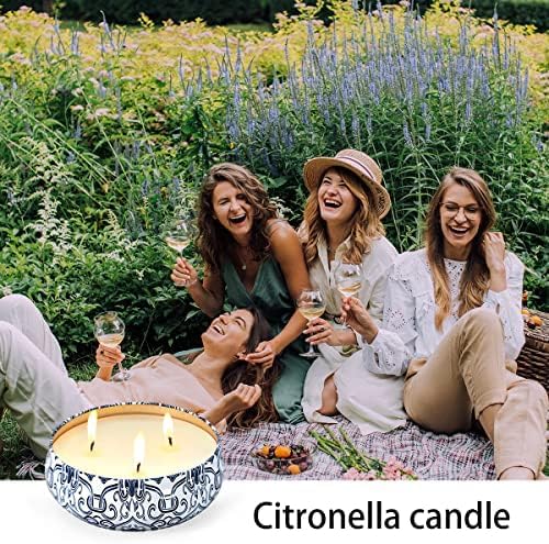 Citronella Candles Outdoor Large Candles 2 Pack 27oz in Total?3-Wick Burning for 150 Hours Suitable for Garden?Patio?Camping?Picnic and Barbecue in Summer