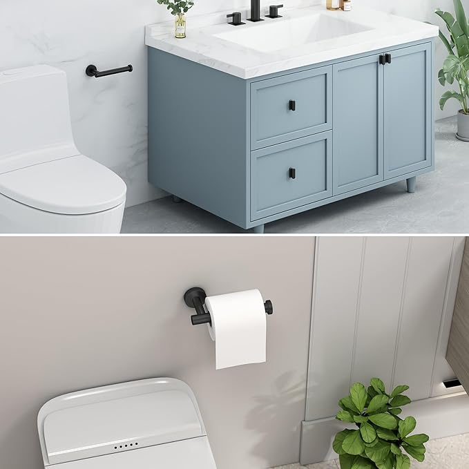 Toilet Paper Holder Matte Black, Angle Simple Stainless Steel Bathroom Tissue Dispenser, Toilet Roll Hanger for Wall