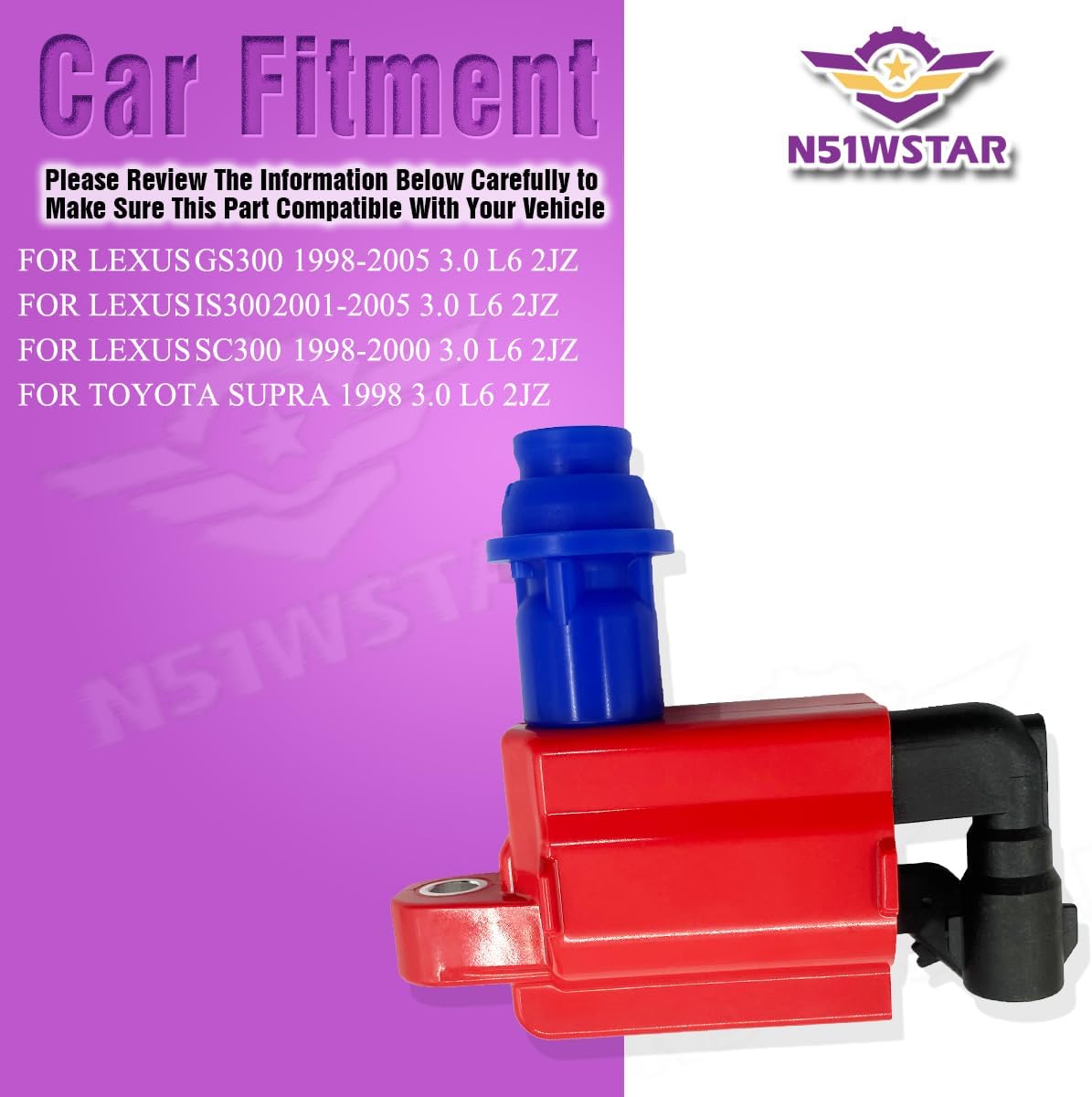 HIGH ENERGY IGNITION COIL PACK SET OF 1 COMPATIBLE WITH LEXUS GS300 IS300 SC300 TOYOTA SUPRA 3.0L L5 2JZ REPLACEMENT FOR 90919-02216 9091902216 UF228 UF-228 C1153