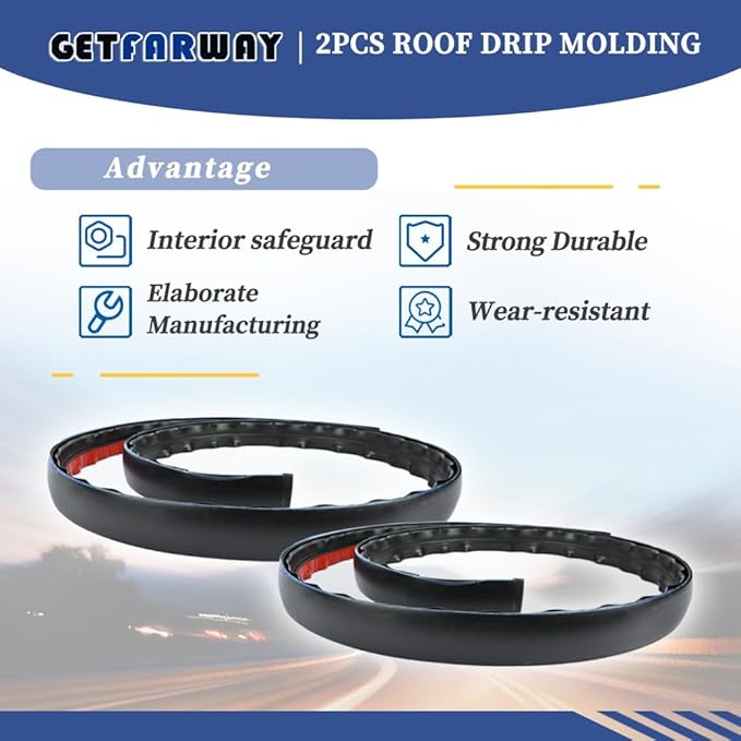 2pcs Roof Drip Molding 75551-04063 75561-02020 75552-04061 Compatible with Toyota Tacoma Double CAB 2005-2015