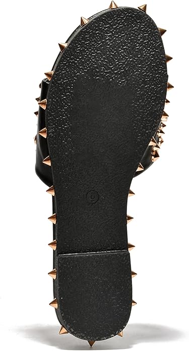 Cape Robbin Tonie Spike and Stud Adorned Flat Sandals (Tonie)