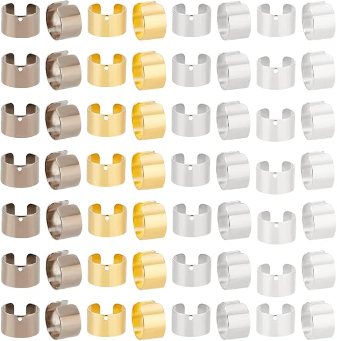 PH PandaHall 200pcs 5 Colors Brass Ear Cuff Ear Clip Wrap Earring Clip On Earrings with 1mm Hole for Non Pierced Ears, Jewelry Making