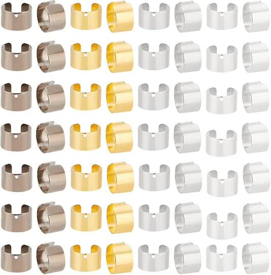 PH PandaHall 200pcs 5 Colors Brass Ear Cuff Ear Clip Wrap Earring Clip On Earrings with 1mm Hole for Non Pierced Ears, Jewelry Making