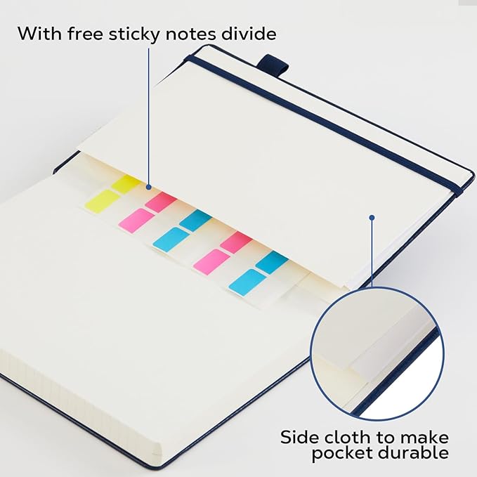 Thick Notebook Journal, Leather A5 Notebooks College Ruled 320 Pages Lined Paper Notebooks, Hardcover Journal Notebook for Writing Women and Men, 5.7'' X 8.4'', Dark Blue