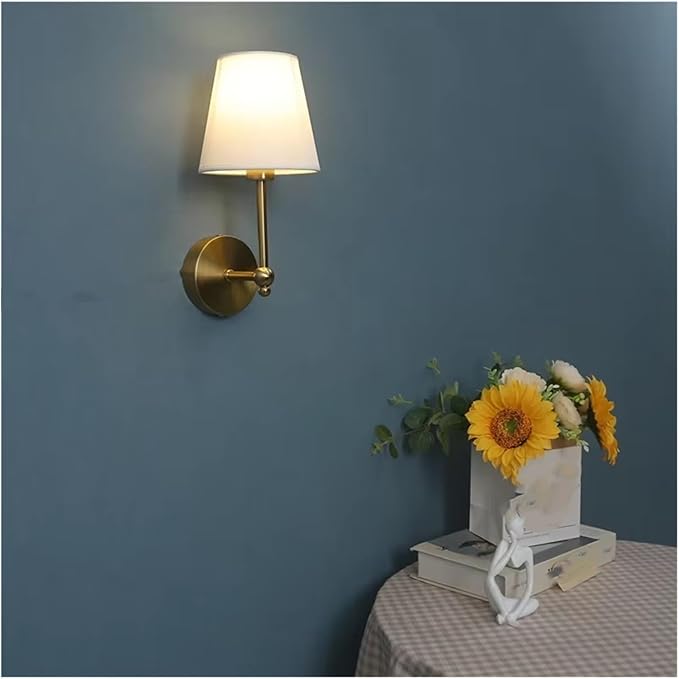 American Retro Wall Lamps LED Black and Gold Linen Covered Lamp Bedroom Bedside Lights Luxury Lighting Fixtures