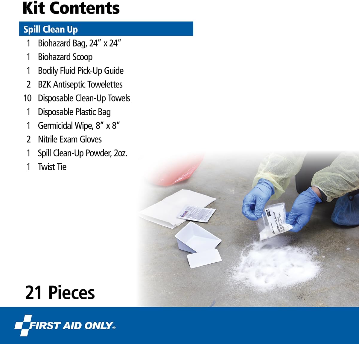 First Aid Only 6021 21-Piece Body Fluid Clean Up Kit