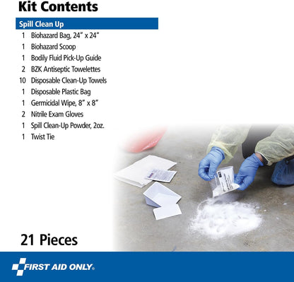 First Aid Only 6021 21-Piece Body Fluid Clean Up Kit