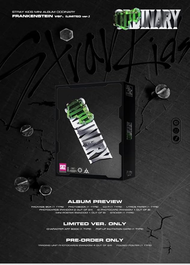 STRAY KIDS - ODDINARY FRANKENSTEIN (Limited ver.) AlbumPre-Order BenefitExtra Photocards Set KPOP IDOL, 164 x 224 x 35 mm