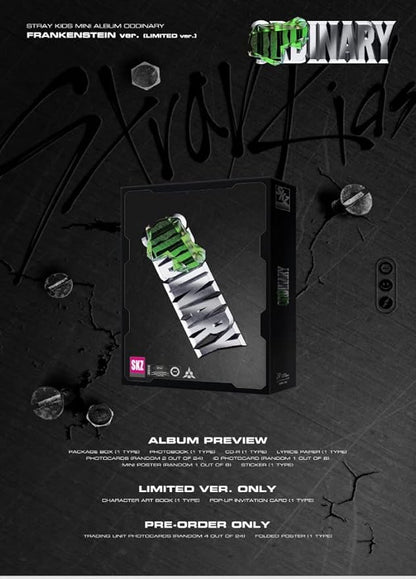 STRAY KIDS - ODDINARY FRANKENSTEIN (Limited ver.) AlbumPre-Order BenefitExtra Photocards Set KPOP IDOL, 164 x 224 x 35 mm