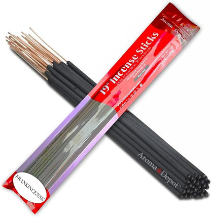 Aroma Depot Frankincense 19'' Most Exotic Incense Sticks Jumbo. Approx 27 to 30 Sticks Per Bundle. 19 Inch Extra Large, Each Natural Stick Burns for 3 to 4 Hours. Exotic Long-Lasting Fragrance.