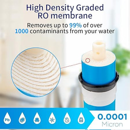 RO Membrane Replacement 75G Reverse Osmosis Membrane Reverse Osmosis Systerm Drinking Water Filtration System for Undersink