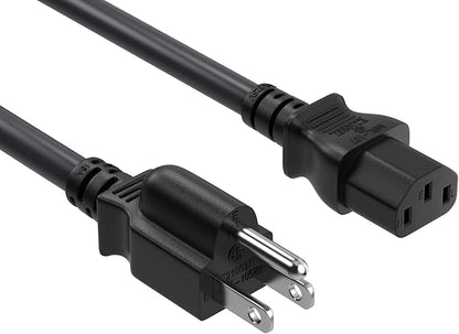 CableLeader 7ft 14 AWG Universal Power Cord IEC320 C13 to NEMA 5-15P, Extension Power Cord, Compatible with Computers, Monitors, Printers & TVs, Black, Pack of 1