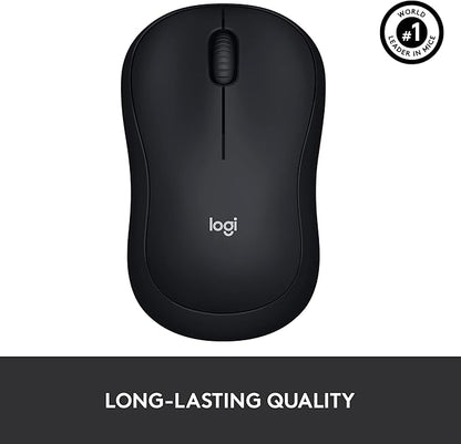Logitech M185 Wireless Mouse, 2.4GHz with USB Mini Receiver, 12-Month Battery Life, 1000 DPI Optical Tracking, Ambidextrous, Compatible with PC, Mac, Laptop - Black