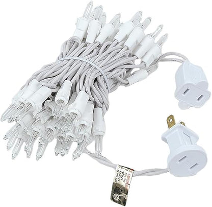 Novelty Lights 50 Light Clear Christmas Wedding Mini String Light Set, White Wire, Indoor/Outdoor UL Listed, 11' Long