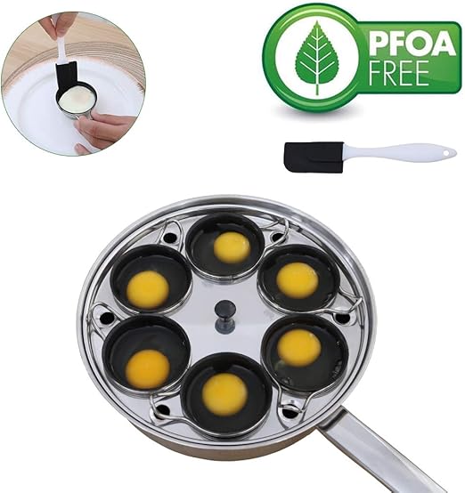 Egg Poacher Pan - Stainless Steel Poached Egg Cooker  Perfect Poached Egg Maker  Induction Cooktop Egg Poachers Cookware Set with 6 Nonstick Large PFOA FREE Egg Poacher Cups and Silicone Spatula