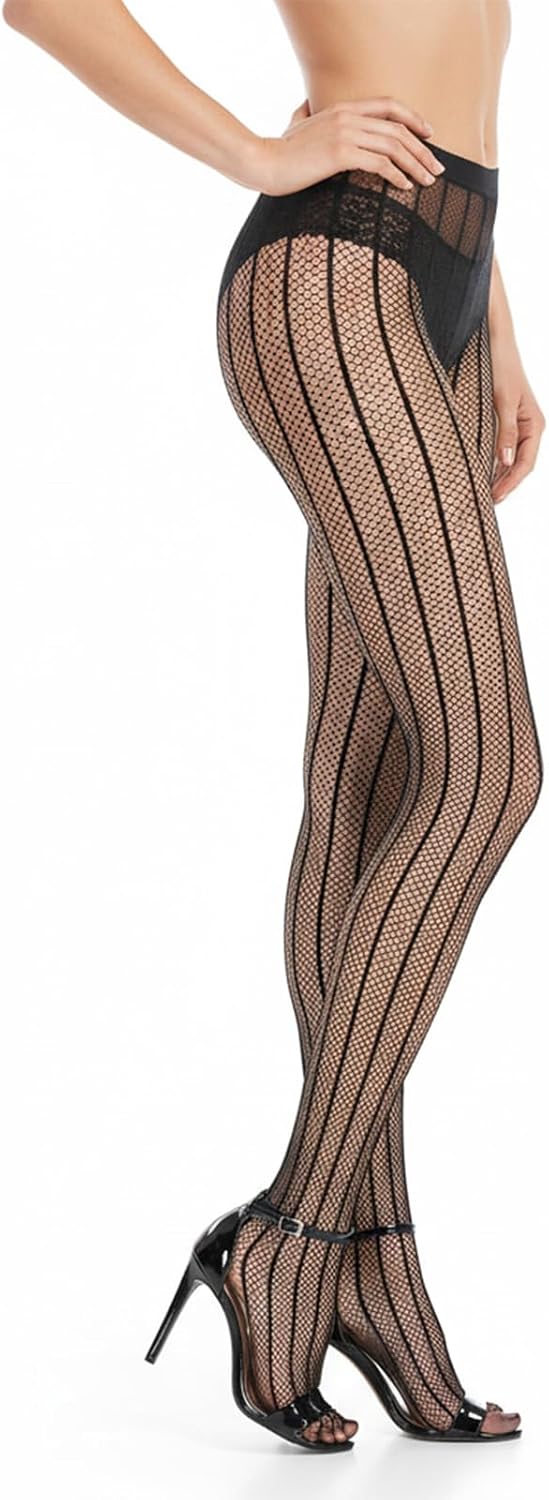 High Waist Fishnet Stockings Striped Tights Women Sexy Fishnet Tights Sexy Black Fish Net Stockings Fishnets Striped Pantyhose Mesh Stocking for Women Lingerie