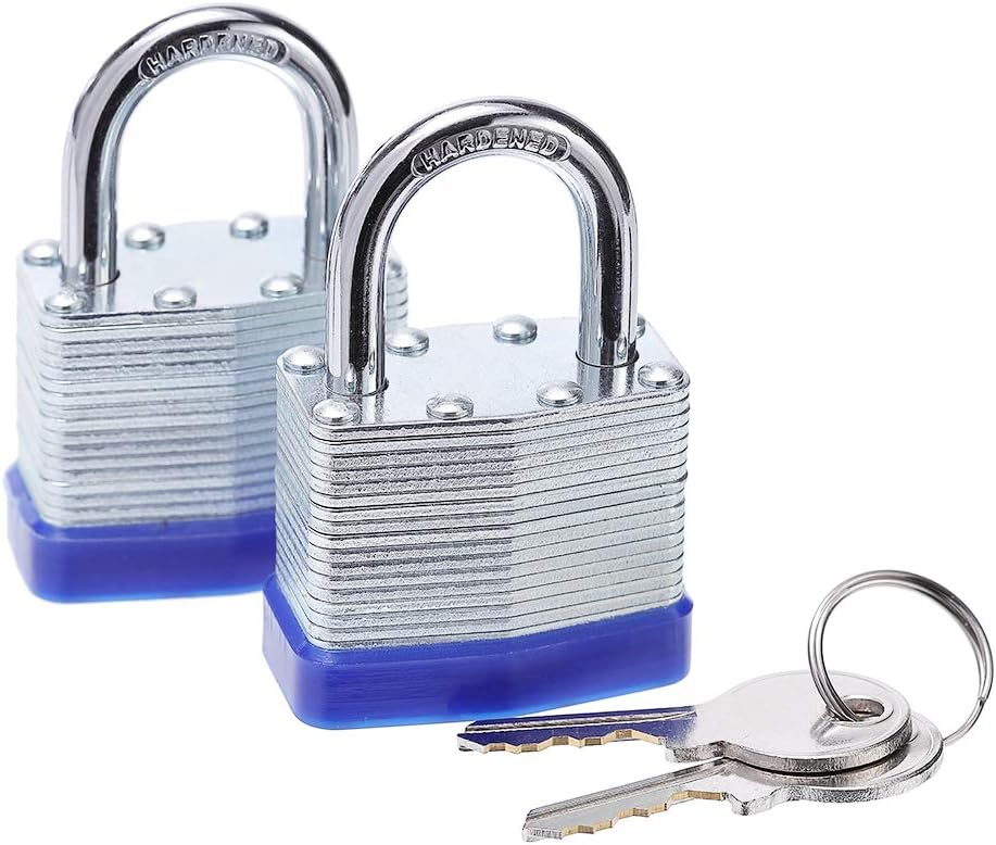 Laminated Steel Keyed-Alike Padlocks, 1-9/16 in, 2 Pack