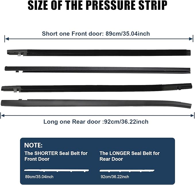 Car Window Weather Stripping Molding Trim Belt,Compatible with Honda Civic 2016-2021 4-Door Sedan, Replace72450-TEA-T01 72410-TEA-T01 72950-TEA-T01 72910-TEA-T01