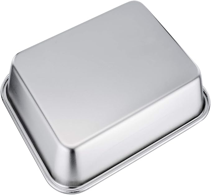 TeamFar Rectangular Cake Pan Brownie Pan, Stainless Steel Lasagna Casserole Baking Pan, 8x10x3, Rust Free  Non Toxic, Easy Clean  Dishwasher Safe