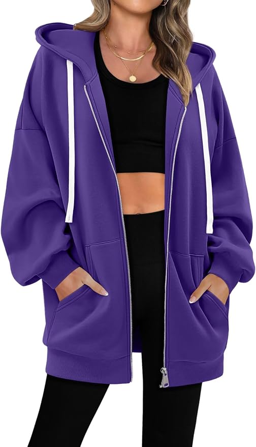 StunShow Womens Zip Up Hoodies Y2k Drawstring Sweatshirt Casual 2026 Fleece Jacket with Pocket