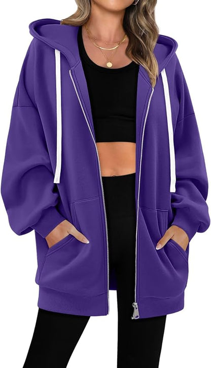 StunShow Womens Zip Up Hoodies Y2k Drawstring Sweatshirt Casual 2026 Fleece Jacket with Pocket