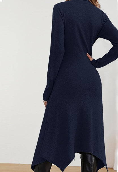 Jayscreate Women's Fall Sweater Dress 2023 Long Sleeve Midi Tie Front A-Line High Waist Winter Business Casual Dress