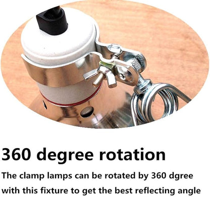 Pack of 2 Adjustable Heat Lamp Clip Stand Fixture for Reptile Heat Lamp, Flexible Reptile Dome Clamp Lamp Holder for Ceramic Heat Emitter & Reptiles Baking Heat Lamp Bulb